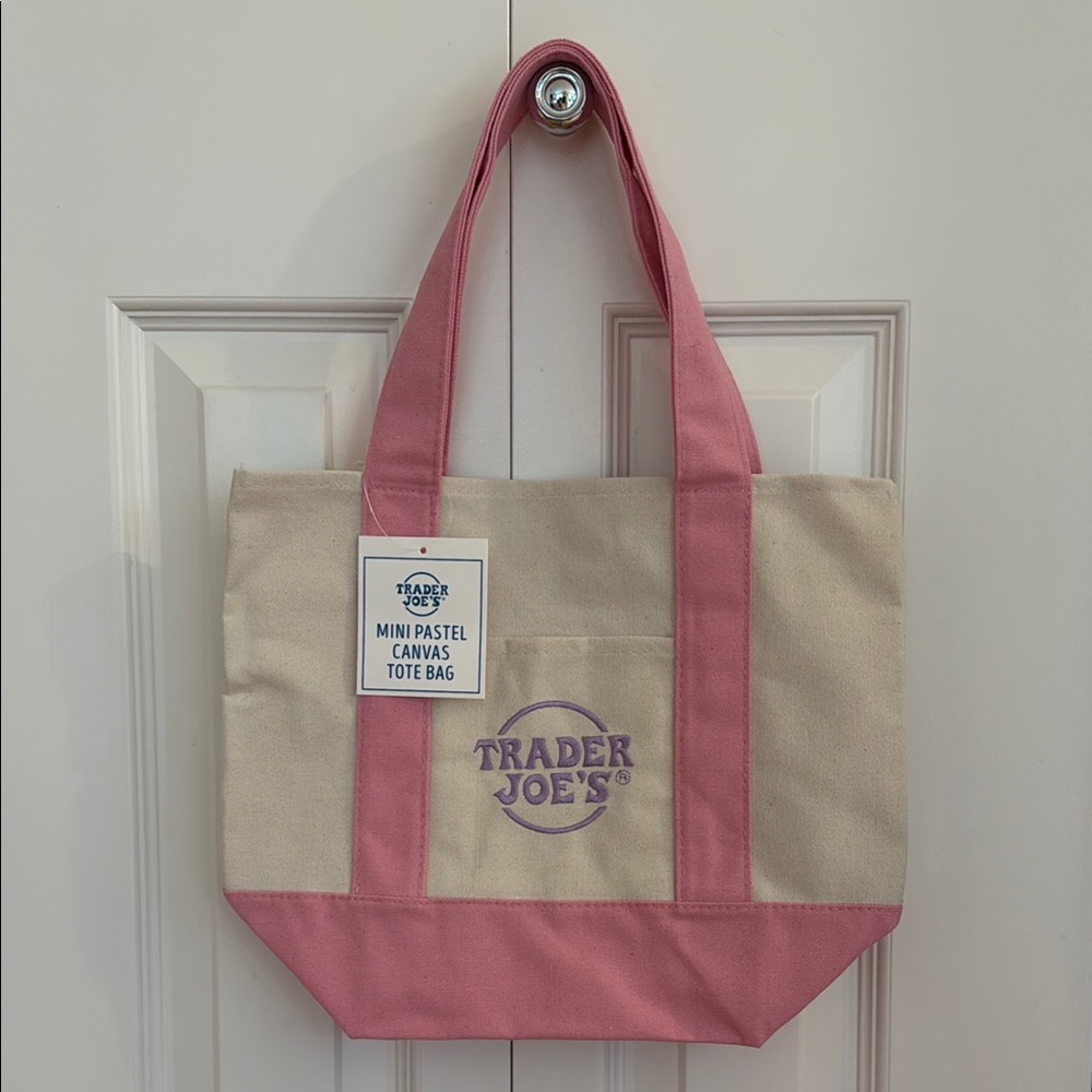 Trader Joe’s Mini Pastel Canvas Tote Bag (Pink)
